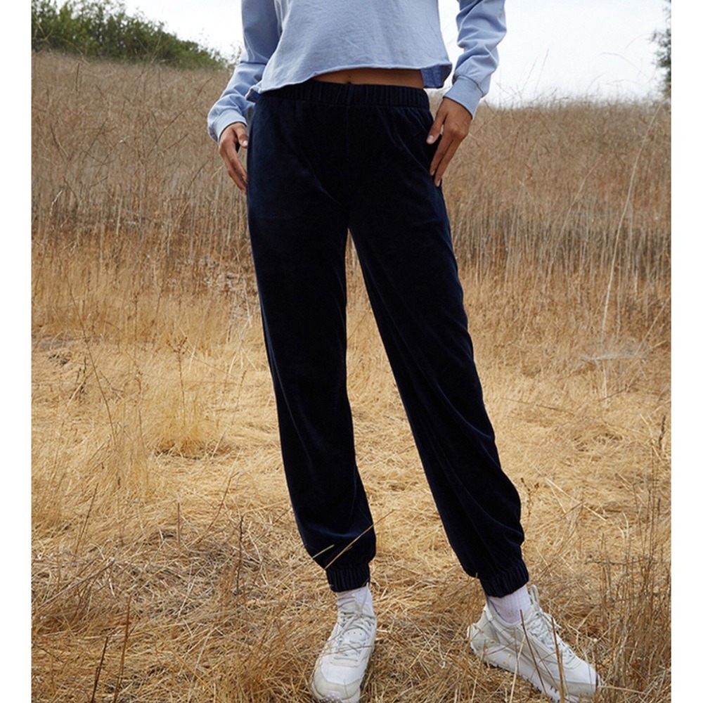 Pacsun John Galt‎ Sweatpants Women Small Navy Velour Elastic Waist